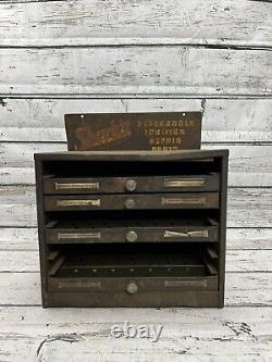 Vintage Shurhit Ignition Countertop Display Advertising Parts Cabinet WithDrawers