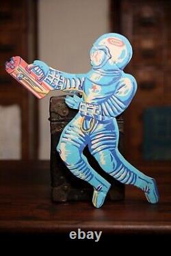 Vintage Space Astronaut Store Display Sign Kraft Spaceman Helmet Cardboard RARE