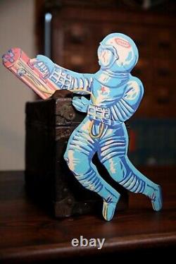 Vintage Space Astronaut Store Display Sign Kraft Spaceman Helmet Cardboard RARE