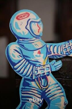 Vintage Space Astronaut Store Display Sign Kraft Spaceman Helmet Cardboard RARE