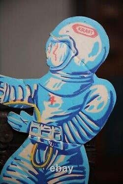 Vintage Space Astronaut Store Display Sign Kraft Spaceman Helmet Cardboard RARE