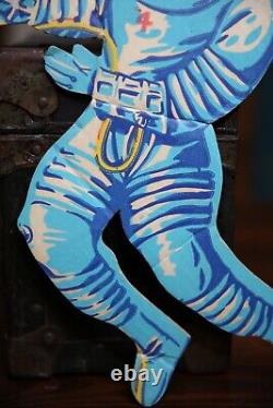 Vintage Space Astronaut Store Display Sign Kraft Spaceman Helmet Cardboard RARE