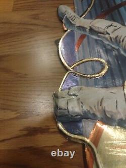 Vintage Space Ship Astronaut Store Display Sign Kraft Spaceman Helmet Cardboard