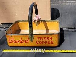 Vintage Standard Fresh Coffee Carrier Basket Sign Store Department Display