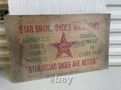 Vintage Star Brand Shoes Store Display Advertising Sign 1930's Hard Board 18x11