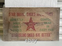 Vintage Star Brand Shoes Store Display Advertising Sign 1930's Hard Board 18x11