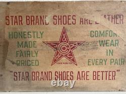 Vintage Star Brand Shoes Store Display Advertising Sign 1930's Hard Board 18x11