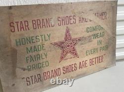 Vintage Star Brand Shoes Store Display Advertising Sign 1930's Hard Board 18x11