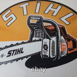 Vintage Stihl Chainsaw Sign Porcelain Hardware Store Display Best Saw Gas Sign