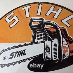 Vintage Stihl Chainsaw Sign Porcelain Hardware Store Display Best Saw Gas Sign