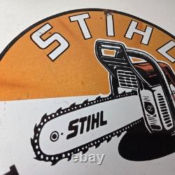 Vintage Stihl Chainsaw Sign Porcelain Hardware Store Display Best Saw Gas Sign