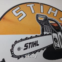 Vintage Stihl Chainsaw Sign Porcelain Hardware Store Display Best Saw Gas Sign
