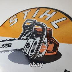 Vintage Stihl Chainsaw Sign Porcelain Hardware Store Display Best Saw Gas Sign