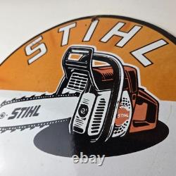 Vintage Stihl Chainsaw Sign Porcelain Hardware Store Display Best Saw Gas Sign