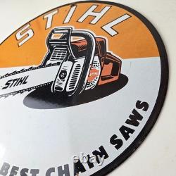Vintage Stihl Chainsaw Sign Porcelain Hardware Store Display Best Saw Gas Sign