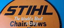 Vintage Stihl Chainsaw Sign Porcelain Metal Store Display Advertising Gas Sign