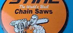 Vintage Stihl Chainsaw Sign Porcelain Metal Store Display Advertising Gas Sign