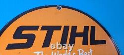 Vintage Stihl Chainsaw Sign Porcelain Metal Store Display Advertising Gas Sign