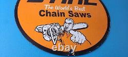 Vintage Stihl Chainsaw Sign Porcelain Metal Store Display Advertising Gas Sign