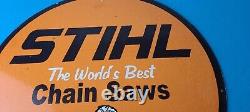 Vintage Stihl Chainsaw Sign Porcelain Metal Store Display Advertising Gas Sign