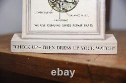 Vintage Store Counter Watch Display Sign Swiss Repair Parts Elgin Rolex Omega