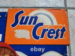 Vintage Suncrest Soda Store Display Carton Litho Orange Sun Crest 6 Pack