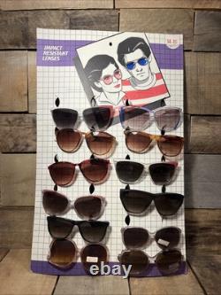 Vintage Sunglasses Cardboard Store Display Sign with 12 Pairs NOS 1980's Retro
