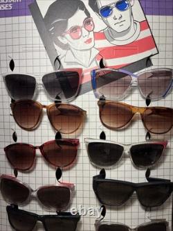 Vintage Sunglasses Cardboard Store Display Sign with 12 Pairs NOS 1980's Retro