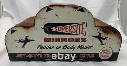 Vintage Supersite Mirrors Jet-Styled Auto Advertising Metal Display Stand Sign