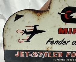 Vintage Supersite Mirrors Jet-Styled Auto Advertising Metal Display Stand Sign