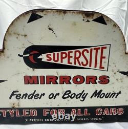 Vintage Supersite Mirrors Jet-Styled Auto Advertising Metal Display Stand Sign