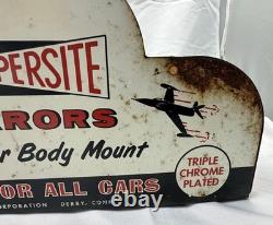 Vintage Supersite Mirrors Jet-Styled Auto Advertising Metal Display Stand Sign