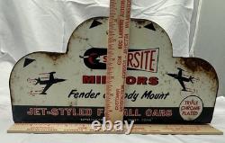 Vintage Supersite Mirrors Jet-Styled Auto Advertising Metal Display Stand Sign