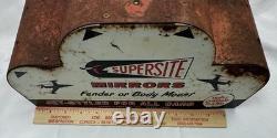 Vintage Supersite Mirrors Jet-Styled Auto Advertising Metal Display Stand Sign