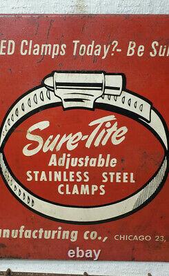Vintage Sure Tite Hose Clamps Metal Store Display Sign Advertising Auto Parts