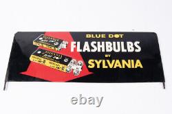 Vintage Sylvania Blue Dot Flashbulbs Embossed Sign Store Display 22 X 8 E13