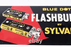 Vintage Sylvania Blue Dot Flashbulbs Embossed Sign Store Display 22 X 8 E13