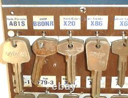 Vintage Taylor Foreign Import Car Keys Display Board Sign with444 Blanks Datsun VW