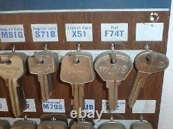 Vintage Taylor Foreign Import Car Keys Display Board Sign with444 Blanks Datsun VW