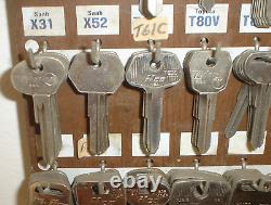 Vintage Taylor Foreign Import Car Keys Display Board Sign with444 Blanks Datsun VW