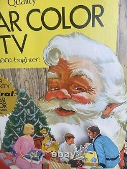 Vintage Television TV Store Counter Display Sign Kit Santa Claus Christmas Xmas