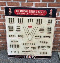 Vintage The National Screw & Mfg Co Bolt Hardware Sign Store Display Advertising