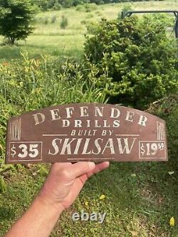 Vintage Tin Store Display Sign Skilsaw Defender Drills