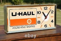 Vintage U HAUL Truck Light Up Clock Sign Rare Dealer Store Display Advertising