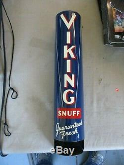 Vintage Viking Snuff Sign Metal Dispenser Old Tobacco Store Display-VERY NICE