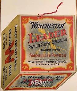 Vintage! WINCHESTER LEADER SHOT SHELL CASE INSERT ADVERTISING HANGER, 1910'S