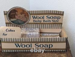 Vintage WOOL SOAP Baby Bath Counter Top Advertising Store Display Sign with6 Bars