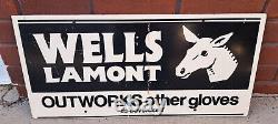 Vintage Wells Lamont Gloves General Store Advertising SIGN Double Sided