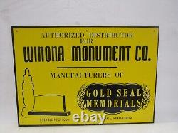 Vintage Winona Monument Distributor Gold Seal Memorials Metal Advertising Sign