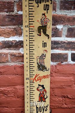 Vintage Workwear Clothing Sign Store Display Kaynee Boys Height Chart RULER